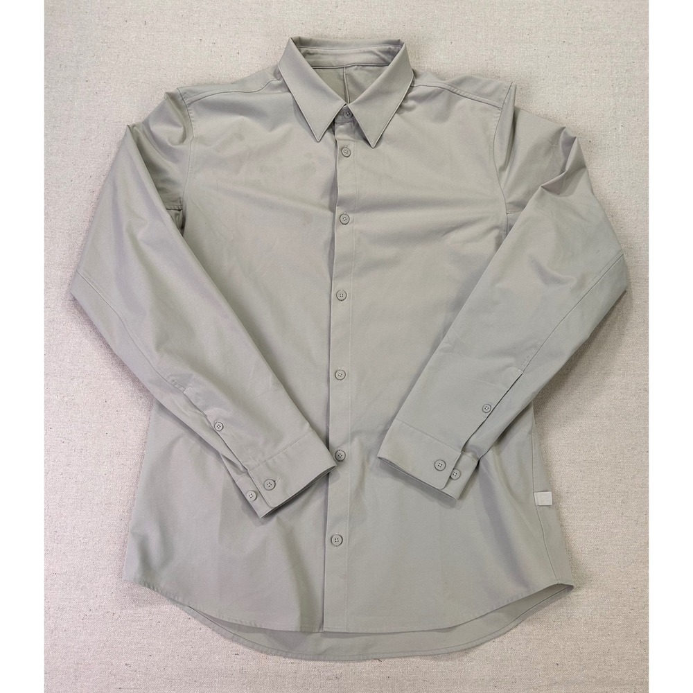 Lululemon Mens Medium Commission Long Sleeve Shirt Gray Technical Button Down